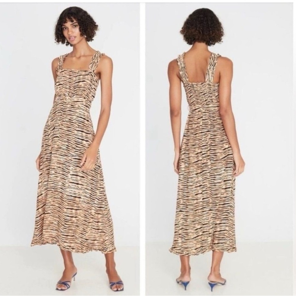 Faithful the Brand Saint Tropez Tiger Print Belted Midi Dress Size S NWT